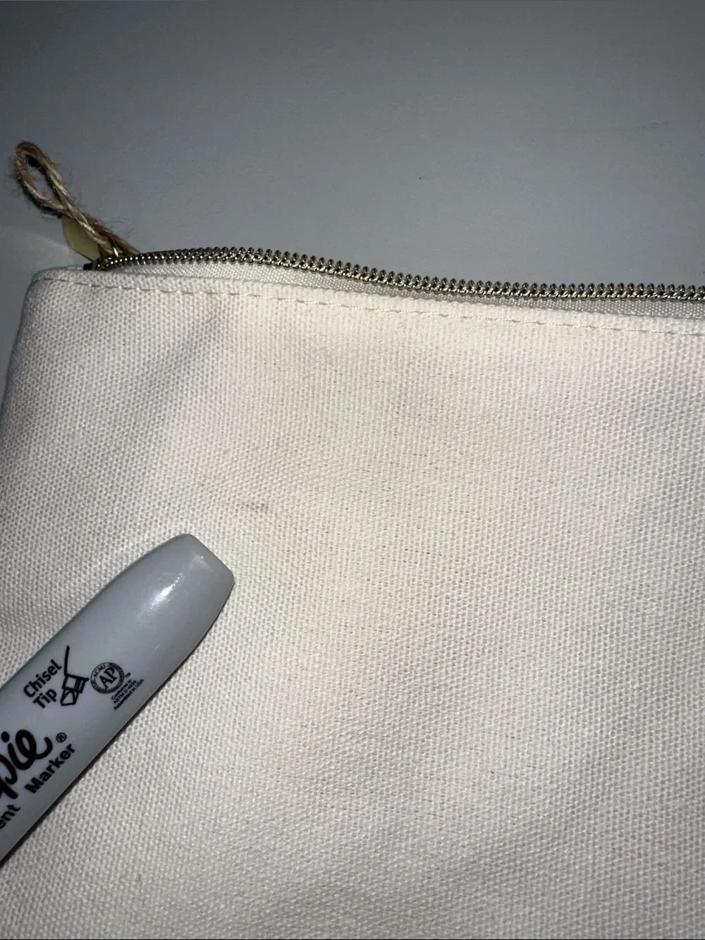 Punch Studio Ivory Muti Delicate Embroidered Floral Canvas Gold Tone Zip Pouch